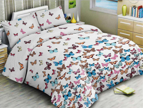 Тканина для постільної білизни Бязь "Gold" Lux "Веселка з метеликів" GL844A