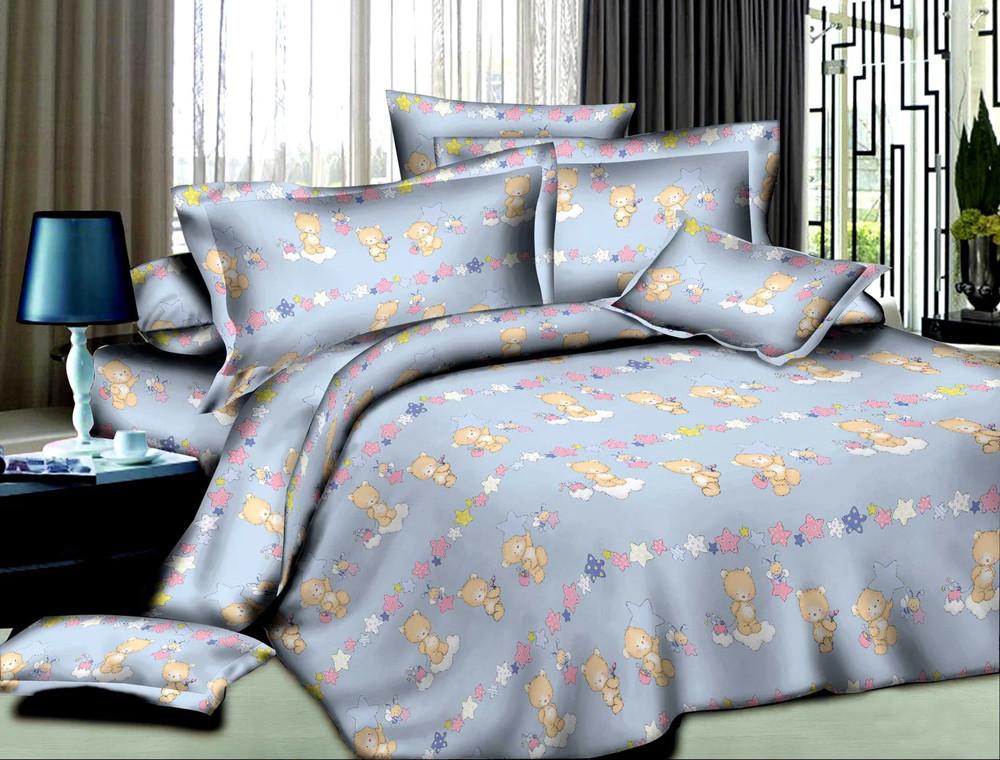 Тканина для постільної білизни Ранфорс Bear in Stars Blue (60м)