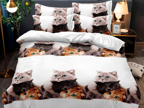 Сімейний набір постільної білизни 240*220 із полікотону №204754 Черешенька™