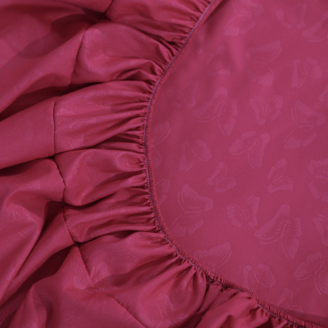 Простынь на резинке (160*200*25) с бабочками на красном  №1945