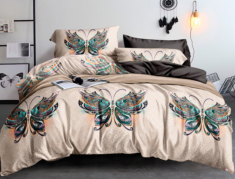 Евро макси набор постельного белья 200*220 из Сатина №807 Черешенка™