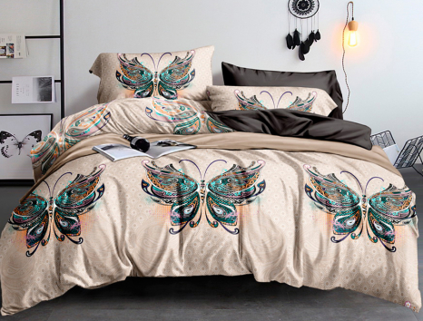 Евро макси набор постельного белья 200*220 из Сатина №807 Черешенка™