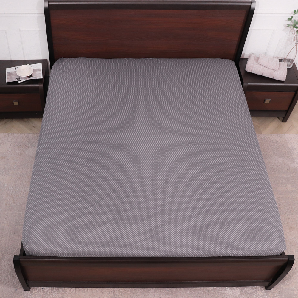 Простынь на резинке (180*200*25) горошек на сером №665099