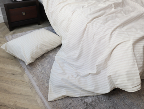 Семейный набор хлопкового постельного белья в полоску из Бязи "Gold" №156612 Черешенка™