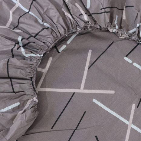 Простирадло на резинці (160*200*25) сіре з геометричним принтом №661692