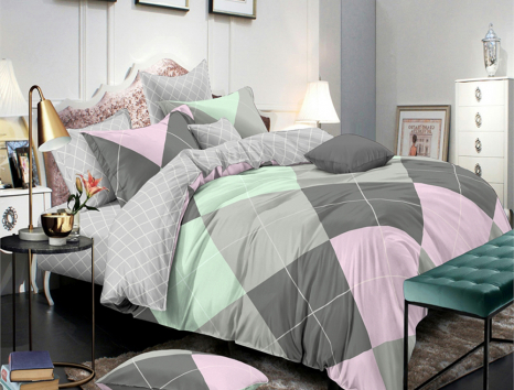 Двоспальний набір постільної білизни 180*220 із Сатину №591AB Черешенка™