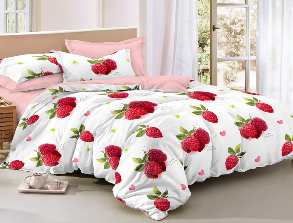 Двоспальний набір постільної білизни 180*220 із Сатину №851AB Черешенка™