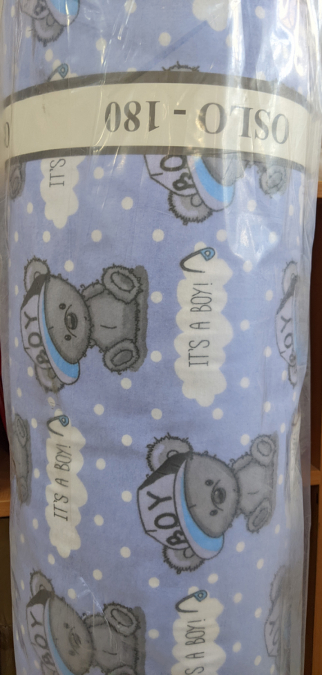 Ткань для постельного белья Фланель (байка) детcкая FLB1058blue