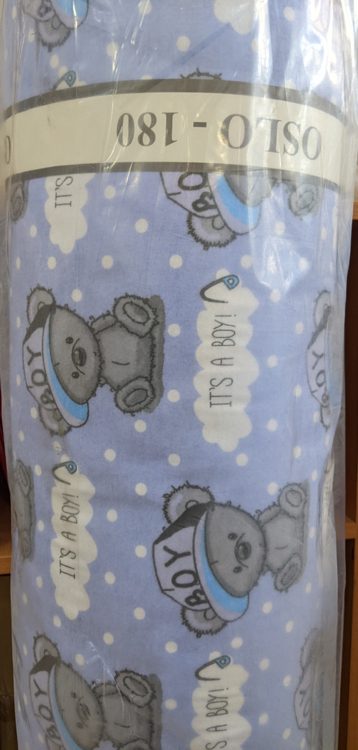 Ткань для постельного белья Фланель (байка) детcкая FLB1058blue