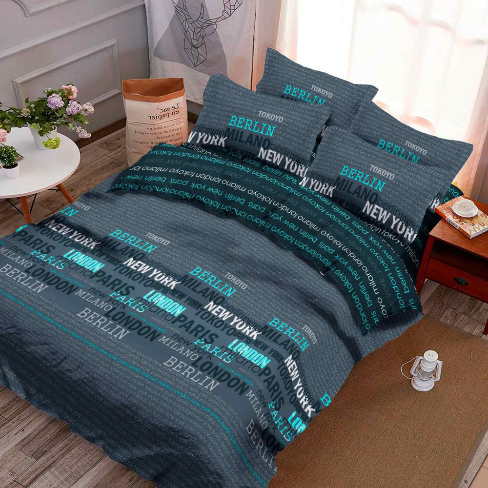 Ткань для постельного белья Бязь "Gold" Lux "Туристические города" GL1647 (A+B) - (50м+50м)