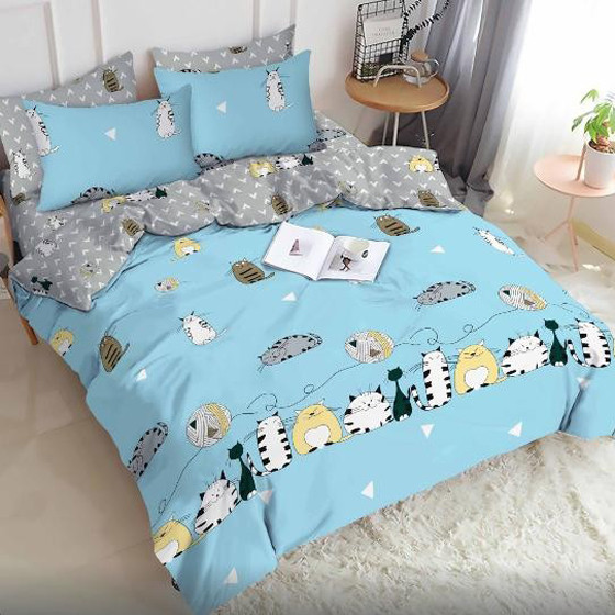 Ткань для постельного белья Бязь "Gold" Lux детская GLB8033-blue (A+B) - (50м+50м)