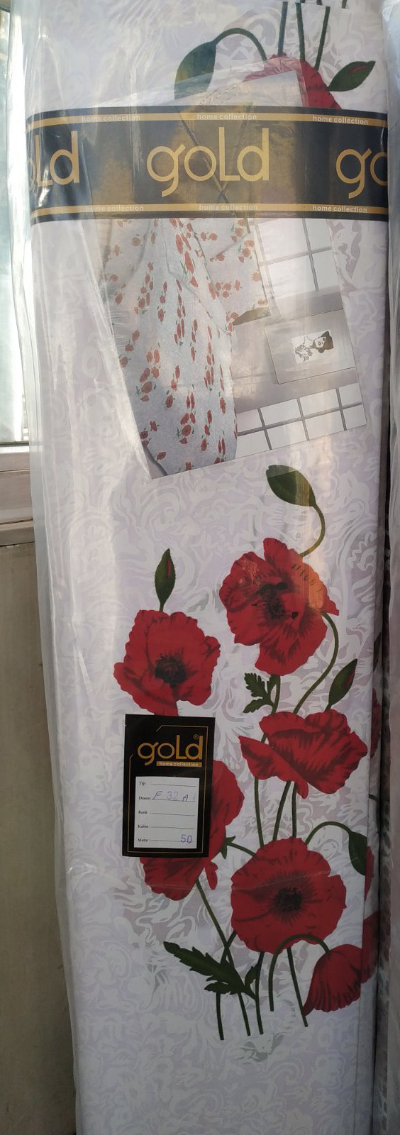 Тканина для постільної білизни Бязь "Gold" Lux "Червоні маки" GL110