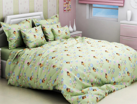 Ткань для постельного белья Бязь "Gold" Lux детская GLB3007green