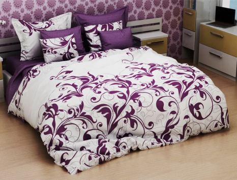 Ткань для постельного белья Бязь "Gold" Lux "Завитки (фиолетовый)" GL051 (A+B) - (50м+50м)