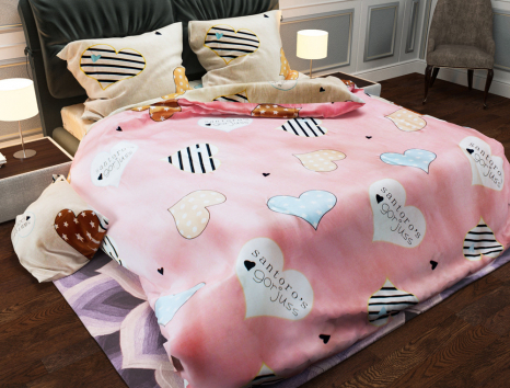 Ткань для постельного белья Бязь "Gold" Lux "Сердечные дела" GL4152 (A+B) - (50м+50м).