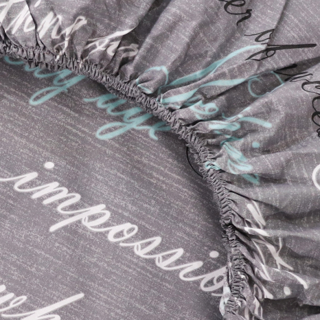 Простынь на резинке (140*200*25) серая с абстрактным принтом №661333