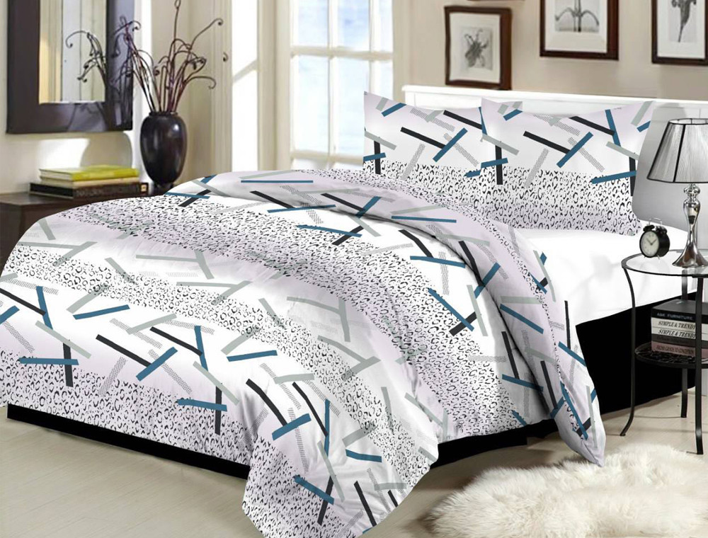 Тканина для постільної білизни Бязь "Gold" Lux "Синя лінія" GL1108