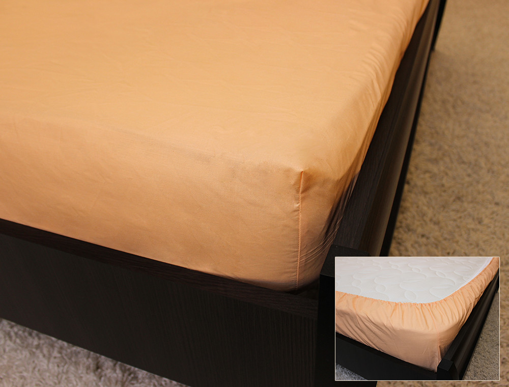 Комплект простыни на резинке с наволочками (180*200*25) персик