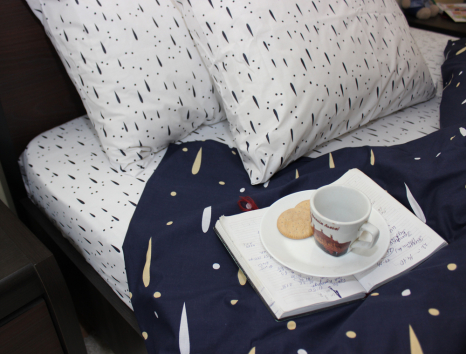 Полуторний набір постільної білизни 150*220 із Бязі "Gold" №151314AB Черешенка™