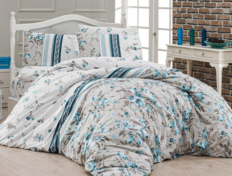 Сімейний набір постільної білизни із Ранфорсу Peggy Turkuaz First Choice™