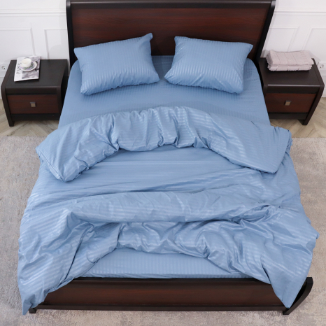 Двуспальный набор постельного белья 180*220 из микрофибры в полоску №2010025 Черешенка™