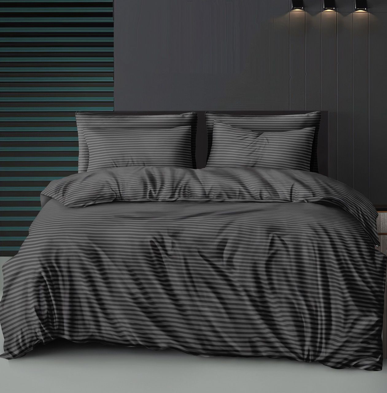 Ткань для постельного белья Бязь "Gold" Lux однотонная в полоску GLS11027graphite (50м)