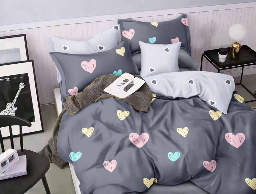 Двоспальний набір постільної білизни 180*220 із Сатину №3279AB Черешенка™