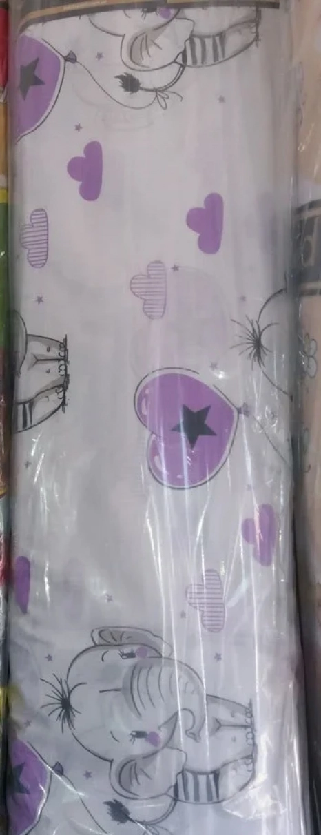 Тканина для постільної білизни Бязь "Gold" Lux дитяча "Ніжні мультяшні слони" GLB153