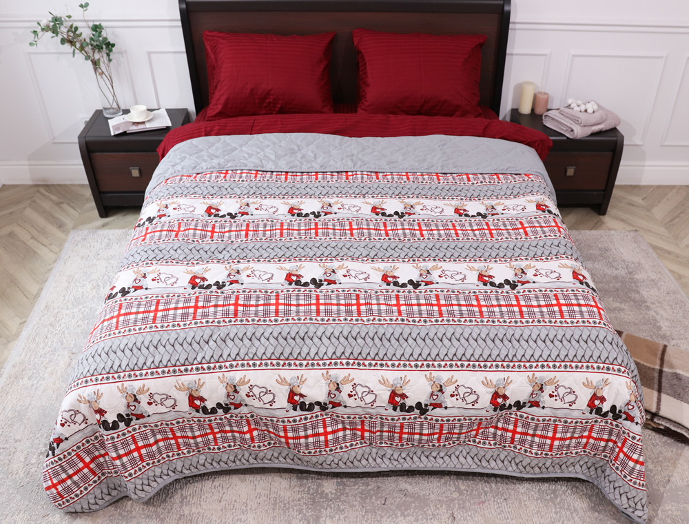 Евро-макси стёганое покрывало байка/микрофибра №55100R