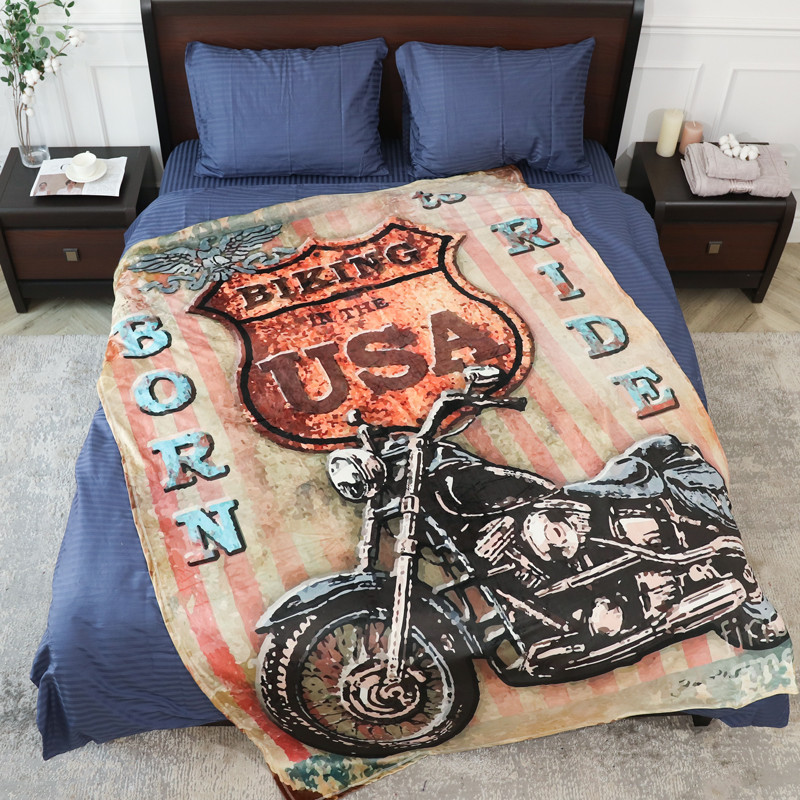 Плед с 3D-принтом 160*200 "Мотоцикл Винтаж" №20222330