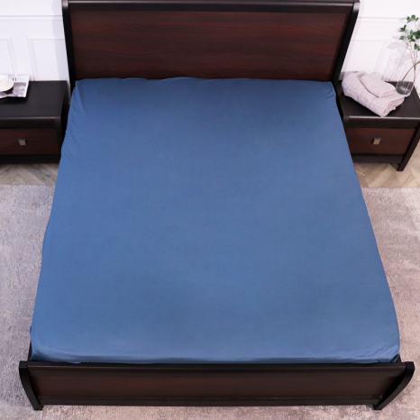 Простирадло на резинці (120*200*25) геометрія на синьому №2703