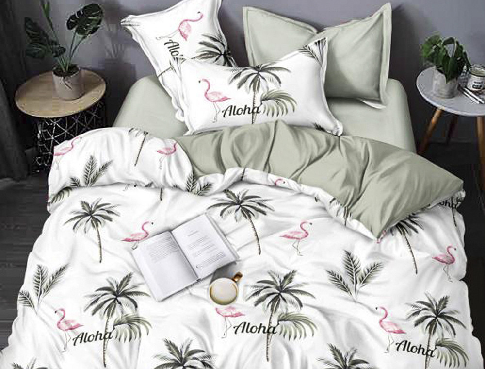 Полуторный набор постельного белья 150*220 из Сатина №0723AB Черешенка™