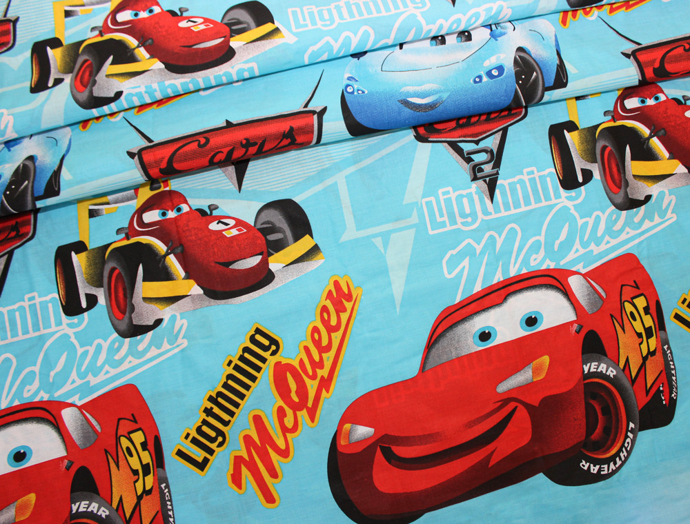 Ткань для постельного белья Бязь "Gold" Lux детская "Тачки" GLB019