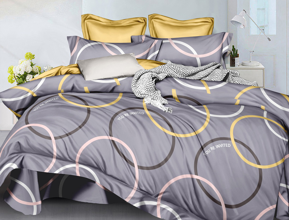 Євро-максі набір постільної білизни 200*220 із Сатину №44222AB Черешенка™