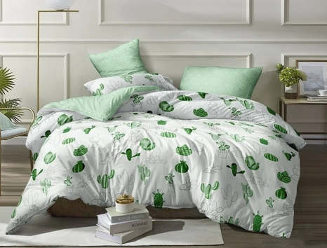 Двуспальный набор постельного белья 180*220 из Бязи "Gold" с простынью на резинке №147569AB Черешенка™