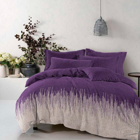 Тканина для постільної білизни Бязь "Gold" Lux "Серцевий ритм (фіолетовий)" GL3878