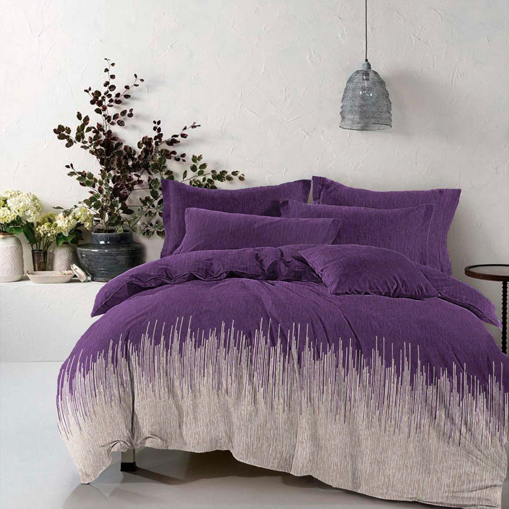 Тканина для постільної білизни Бязь "Gold" Lux "Серцевий ритм (фіолетовий)" GL3878