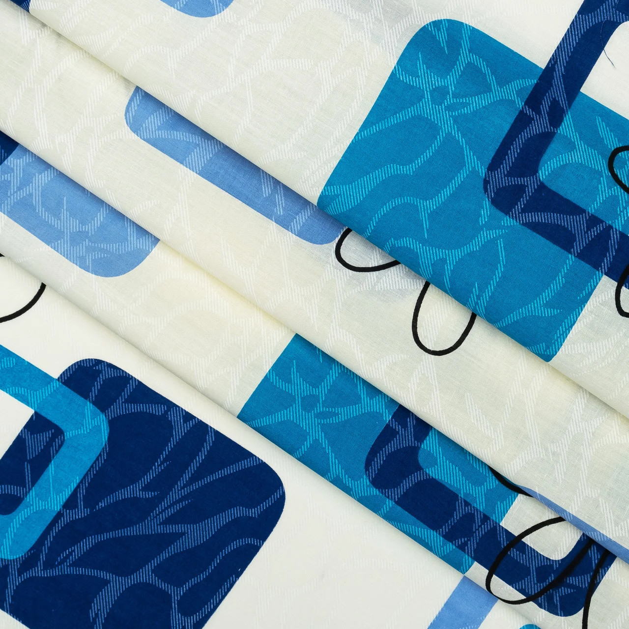 Ткань для постельного белья Бязь "Gold" "Квадрат и ромашка" GLL8926blue