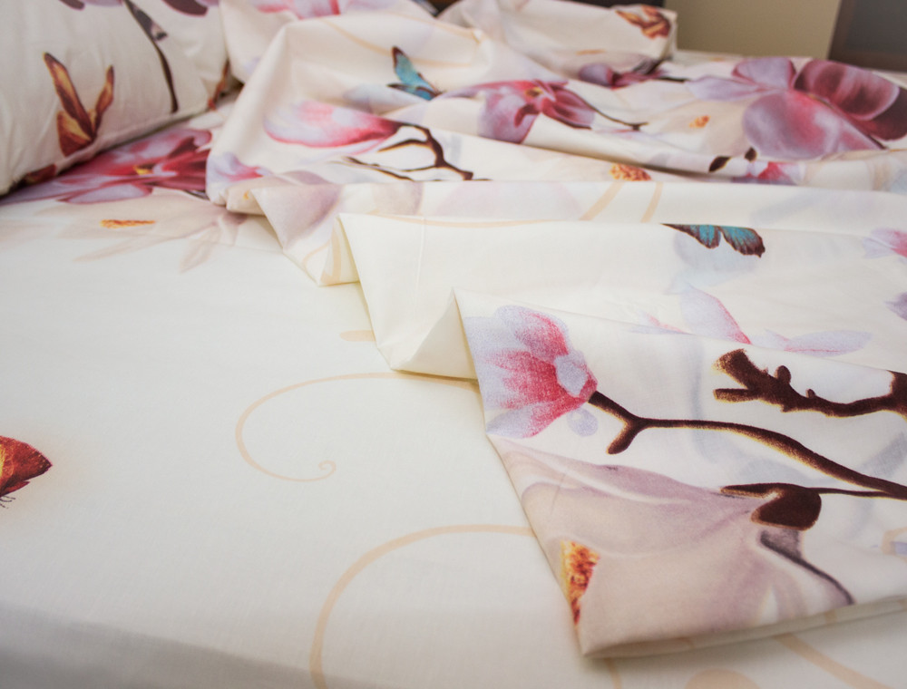 Полуторний набір постільної білизни 150*220 із Ранфорсу №18825 Черешенка™