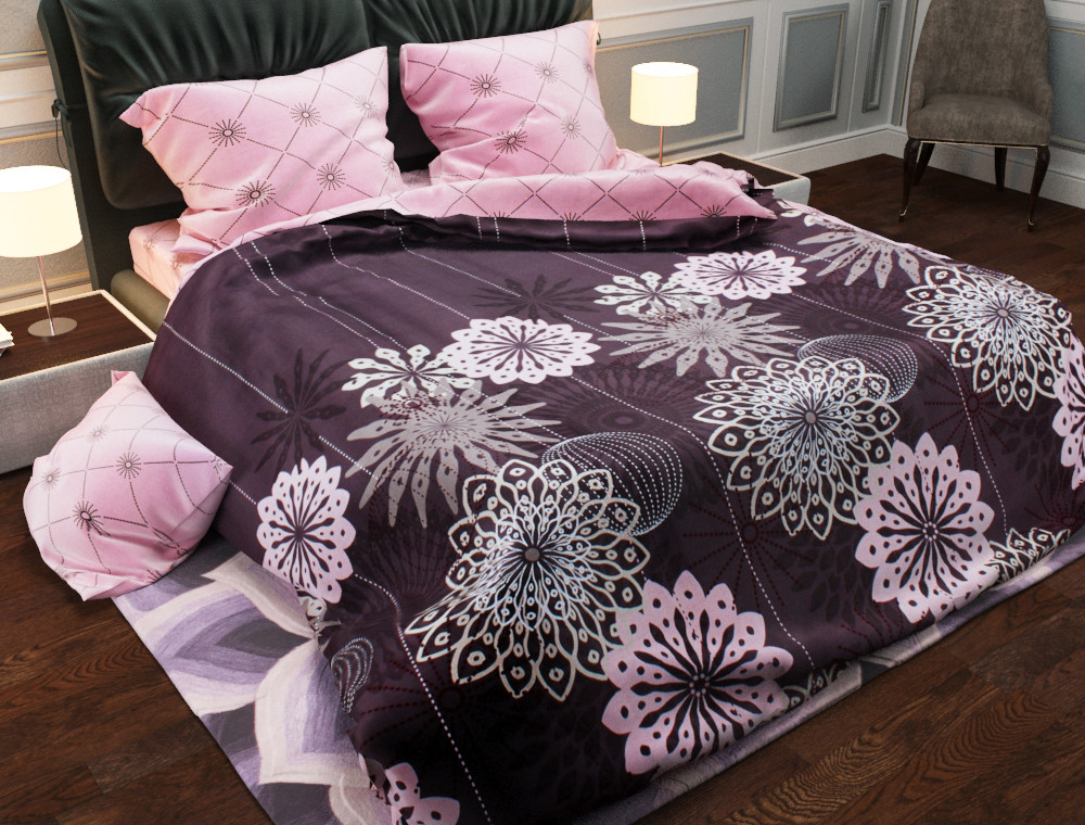 Двоспальний набір постільної білизни 180*220 із Бязі "Gold" №15523AB Черешенка™