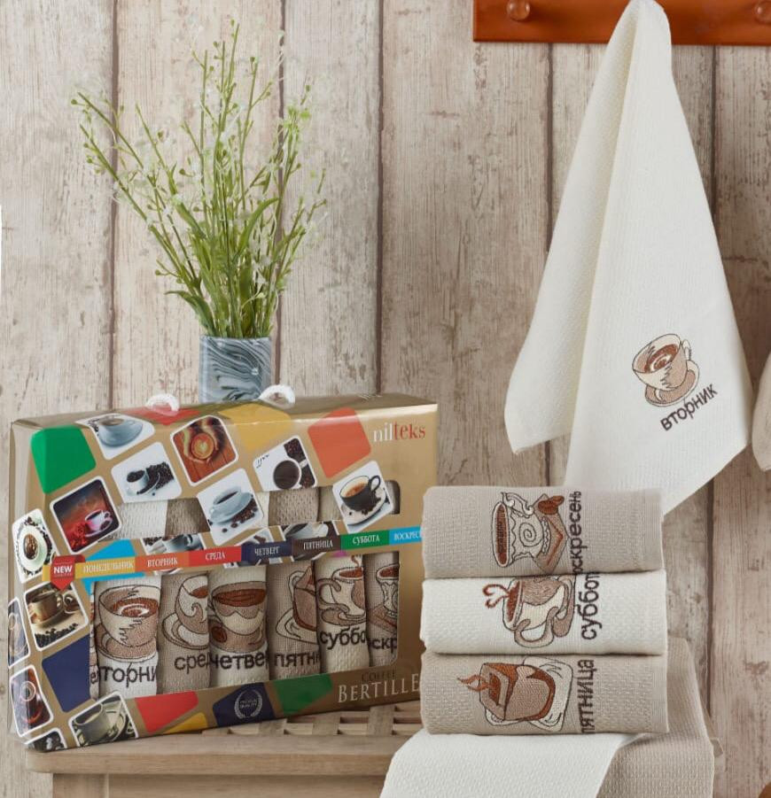 Набір кухонних рушників Nilteks Bertille Koffe 40*60 (7 шт)