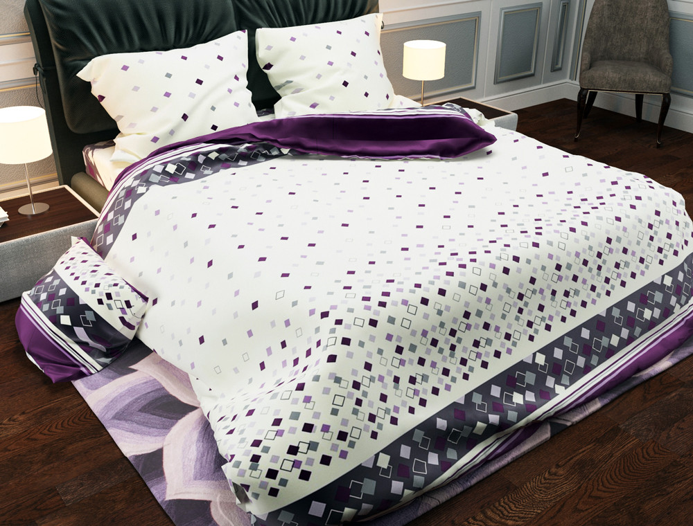 Ткань для постельного белья Бязь "Gold" Lux "Ромбики (фыолетовый)" GL818.
