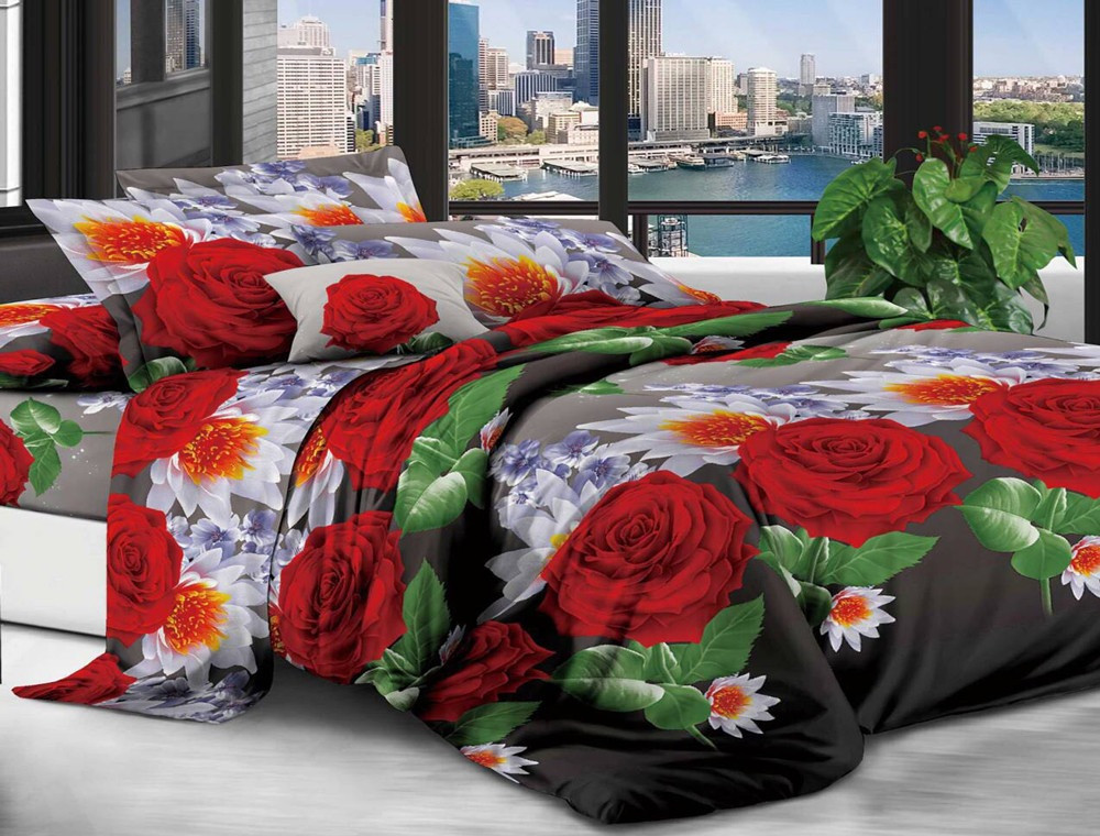 Євро набір постільної білизни 200*220 із полікотону №203752 Черешенька™