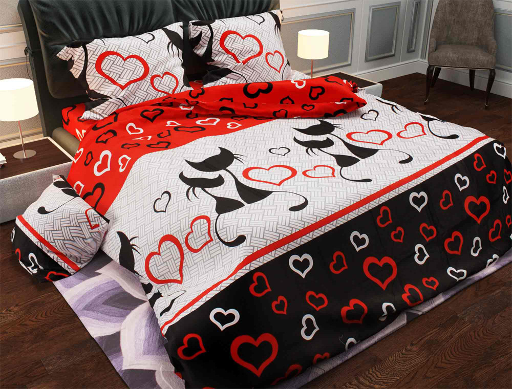 Полуторний набір постільної білизни 150*220 із Бязі "Gold" №15618 Черешенка™