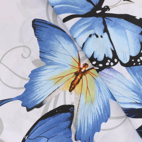 Ткань для постельного белья Бязь "Gold" Lux" Бабочки (синий)" GL1120 (A+B) - (50м+50м)