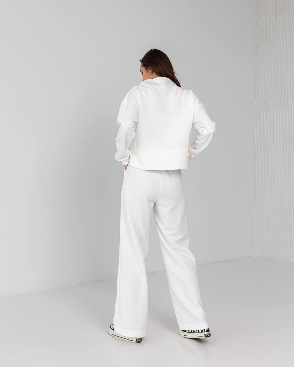 Жіночий костюм зі штанами палаццо (Розмір S) білий №202_0020