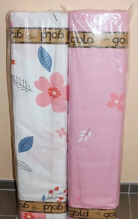 Ткань для постельного белья Бязь "Gold" Lux "Цветочный принт (розовый, белый)" GL1206 (A+B) - (50м+50м).