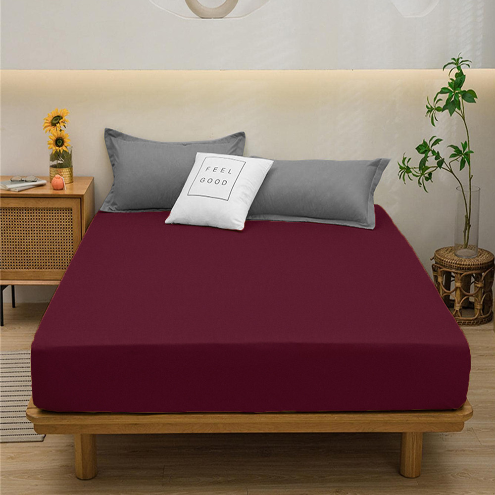 Простирадло на резинці (180*200*25) бордо №1029