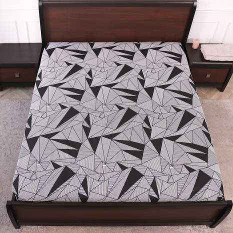 Простирадло на резинці (160*200*25) сіре з геометричним принтом №665091