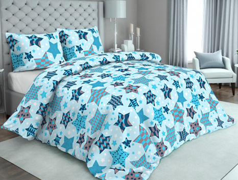 Ткань для постельного белья Бязь "Gold" Lux "Звезды (голубой)" GL1118A